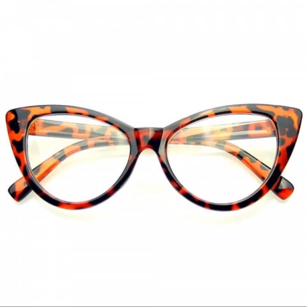 Super Cat Eye Glasses Vintage Inspired Clear Lens